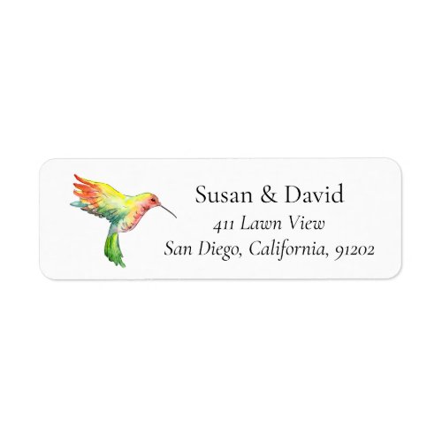 Multicolors Hummingbird Flying Address Label