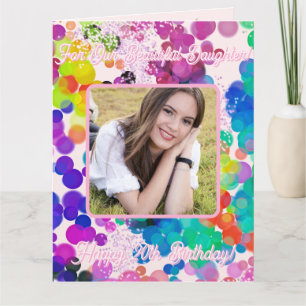 Multicolour Abstract Bokeh Custom Photo Birthday  Card