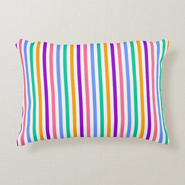 Multicolour Candy Stripe Accent Pillow (Front)
