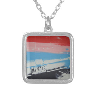 Multicolour fender silver plated necklace
