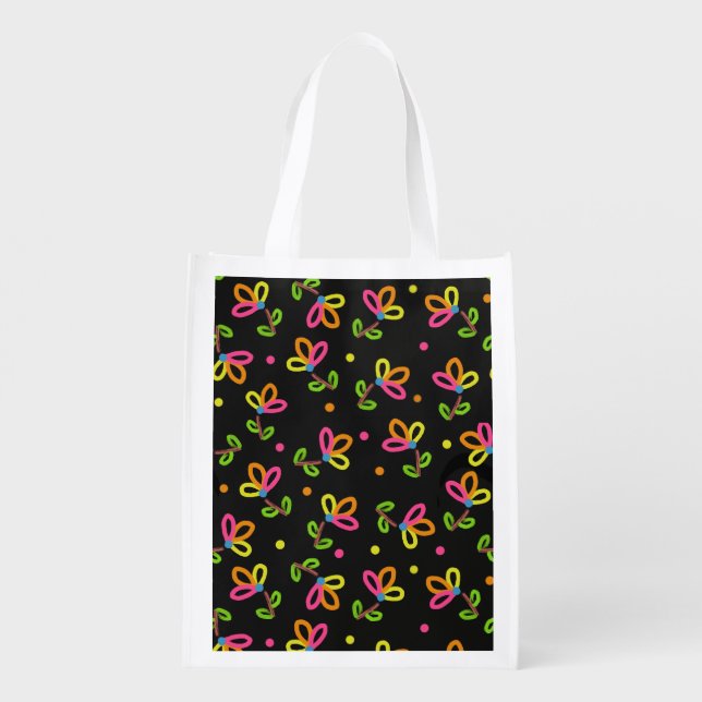 Multicolour Floral Design Grocery Bag (Back)