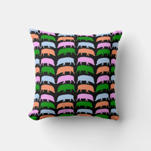 Multicolour Hogs Pink Blue Green Orange Pillow