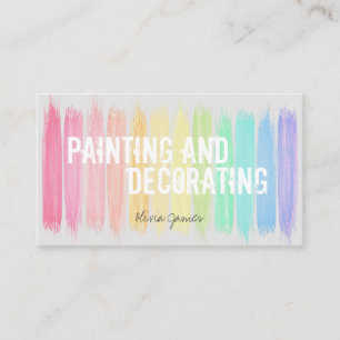 Multicolour paint streak painting and decorating business card