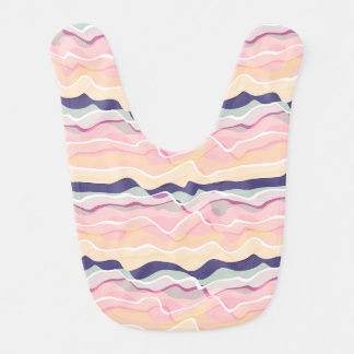 Multicolour Pastel Wave Pattern Baby Bib