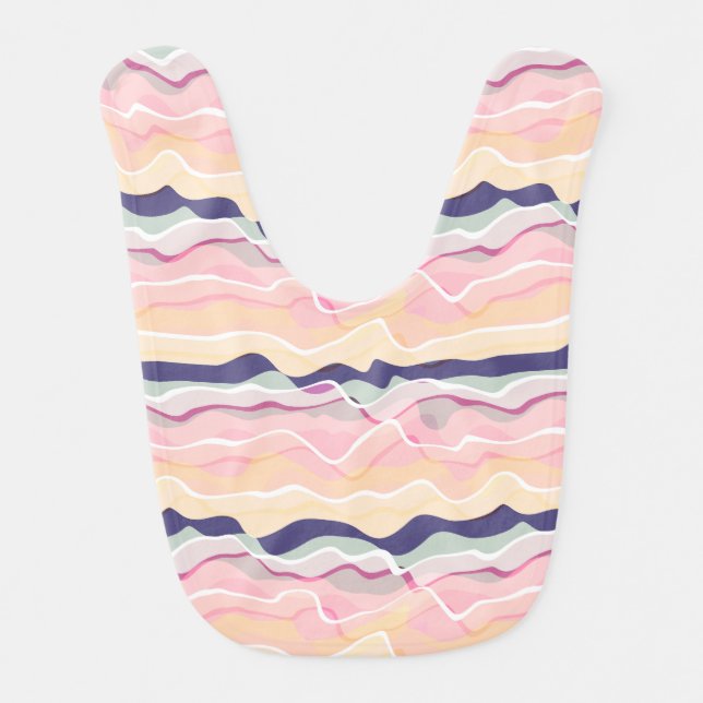 Multicolour Pastel Wave Pattern Baby Bib (Front)