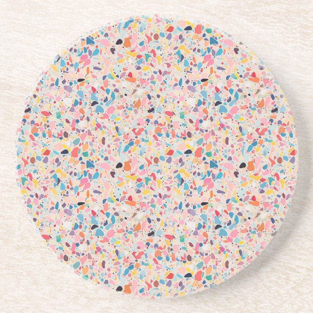 Multicolour Rainbow Terrazzo pattern Coaster (Front)