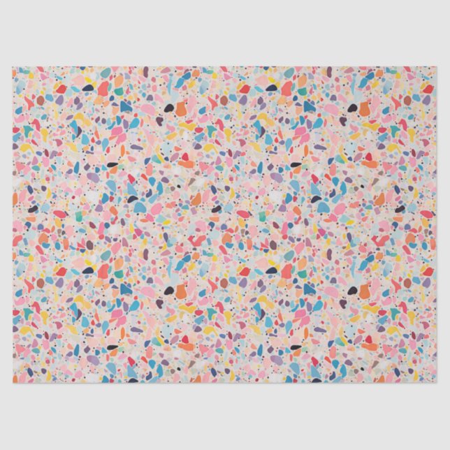 Multicolour Rainbow Terrazzo pattern Tissue Paper (Front)