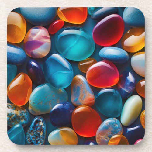 Multicoloured Beach Pebbles Stones Gems Rocks Beverage Coaster