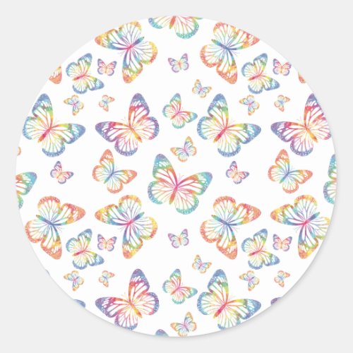 Multicoloured Butterflies Classic Round Sticker