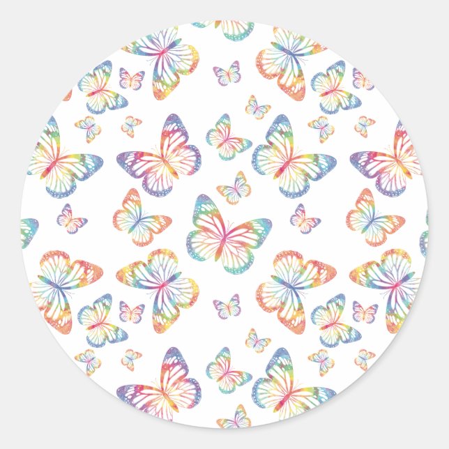 Multicoloured Butterflies Classic Round Sticker (Front)