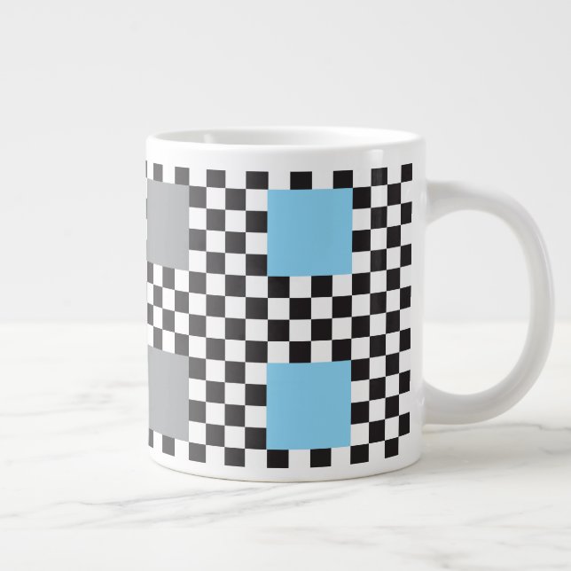 Multicoloured Checker Pattern and Big Squares Giant Coffee Mug (Right)