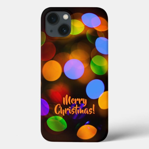 Multicoloured Christmas Lights Text Template iPhone 13 Case