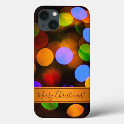 Multicoloured Christmas Lights Text Template iPhone 13 Case
