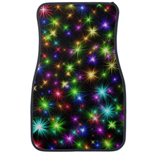 Multicoloured Christmas Stars Illustration  Car Floor Mat