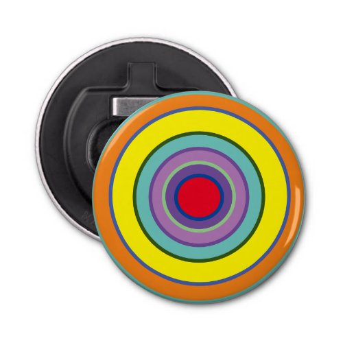 Multicoloured Circles Mini Round Magnet by Suzy Bottle Opener