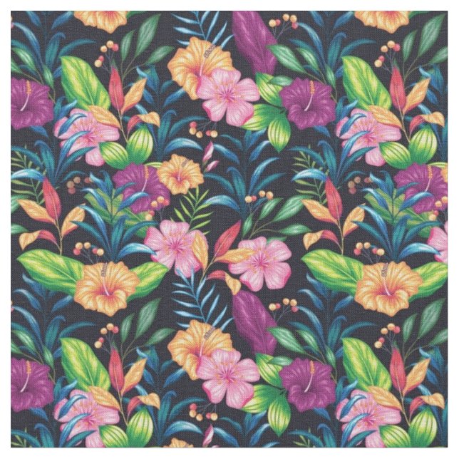 Multicoloured floral pattern fabric (Close Up)
