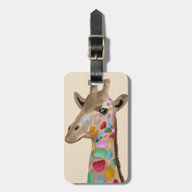 MultiColoured Giraffe Luggage Tag (Front Vertical)