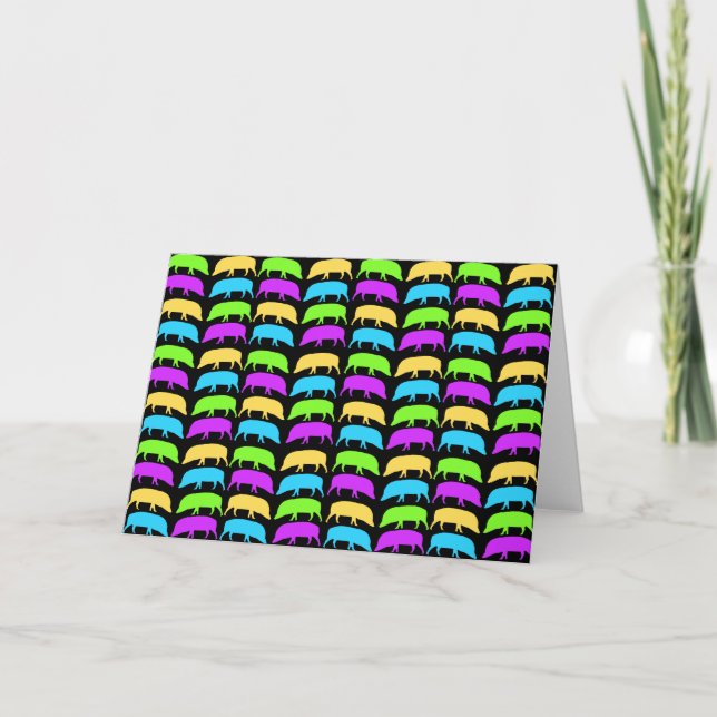 Multicoloured Hogs Greeting Card (Front)