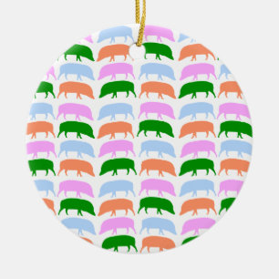 Multicoloured hogs pink blue green orange Custom B Ceramic Ornament
