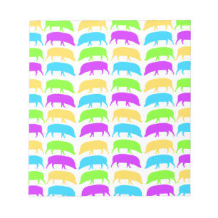 Multicoloured Hogs Yellow Green Purple Blue Notepa Notepad