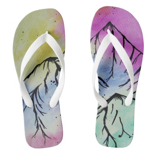 Multicoloured Mountain Art Flip Flops