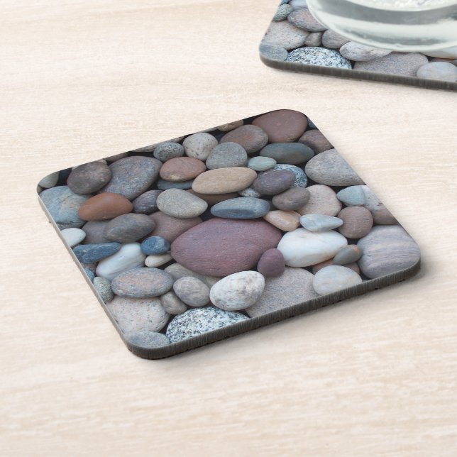 Multicoloured Pebbles Beverage Coaster (Left Side)