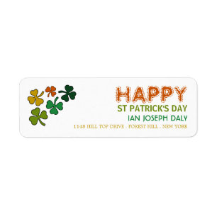 Multicoloured Shamrock, St Patrick's Day Label