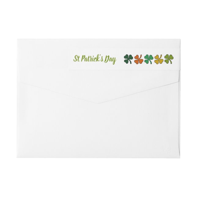 Multicoloured Shamrock, St Patrick's Day Wrap Around Label (Back)