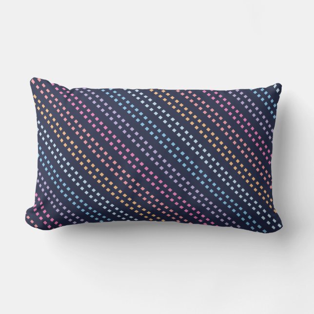 Multicoloured Square Lined Pattern Lumbar Pillow (Front)