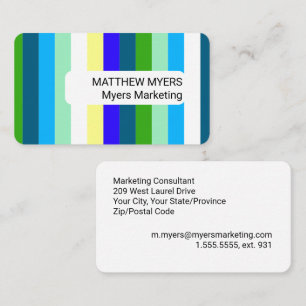 Multicoloured Striped Self-employed Branding Business Card