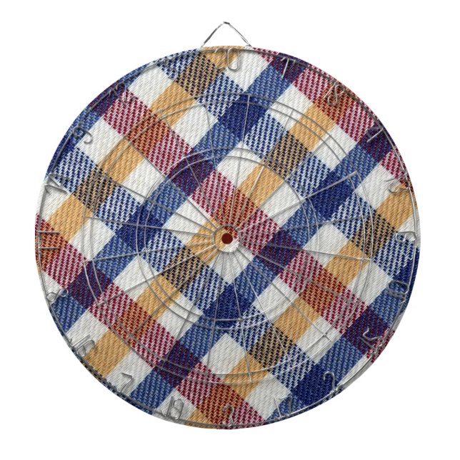 Multicoloured Tartan Pattern Dart Board (Front)