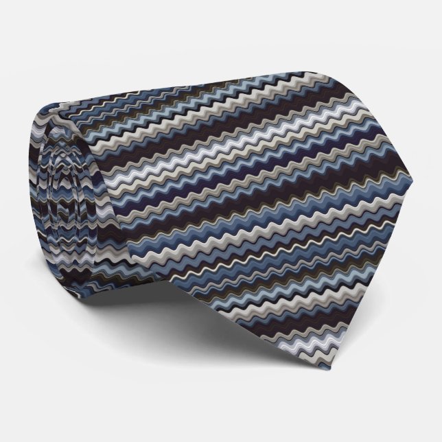Multicoloured Wavy Pattern Neck Tie (Rolled)