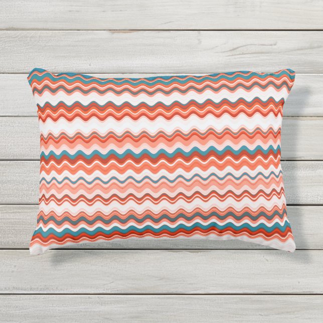 Multicoloured Wavy Pattern Outdoor Pillow (Front)
