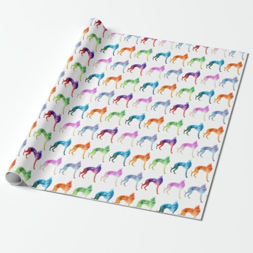 Multicoloured Whippet Waves Popart Wrapping Paper