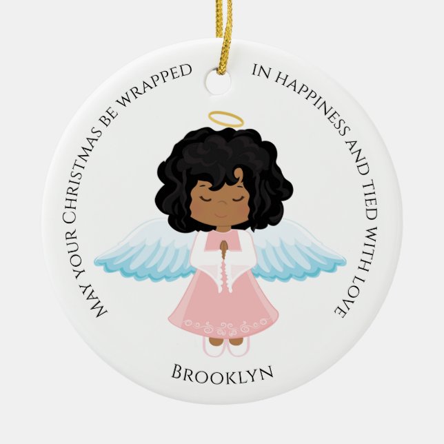 Multicultural Angel Ceramic Ornament (Front)