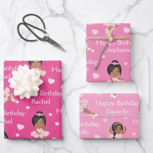 Multicultural Ballerina Wrapping Paper Sheets