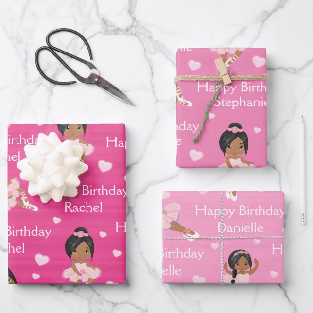 Multicultural Ballerina Wrapping Paper Sheets (Front)