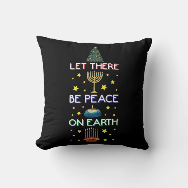 Multicultural Christmas Hanukkah Diwali Kwanzaa Throw Pillow (Front)