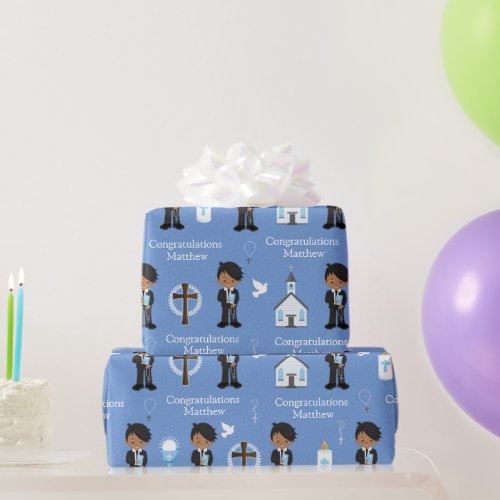 Multicultural Communion Boy Wrapping Paper