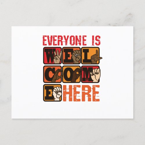 Multicultural Everyone Is Welcome Here Postcard