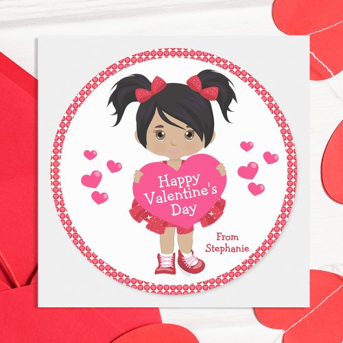 Multicultural Happy Valentines Day Classic Round Sticker