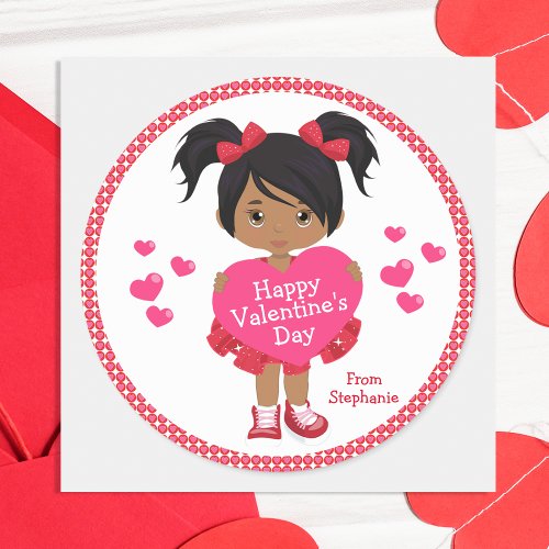 Multicultural Happy Valentines Day Classic Round Sticker