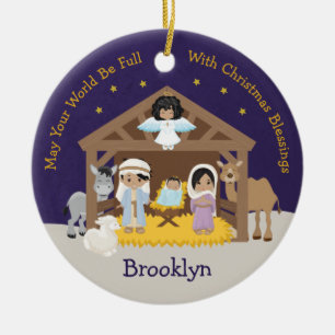 Multicultural Nativity Scene Ceramic Ornament