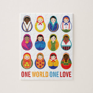 Multicultural Nesting Dolls One Love Jigsaw Puzzle