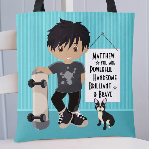 Multicultural Powerful  Brave Boy Personalized Tote Bag