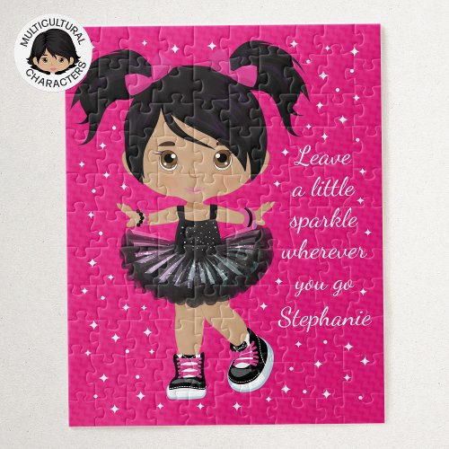 Multicultural Sparkle Girl Personalized Jigsaw Puzzle
