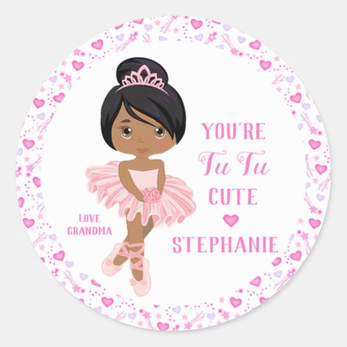 Multicultural Tu Tu Cute Ballerina Classic Round Sticker