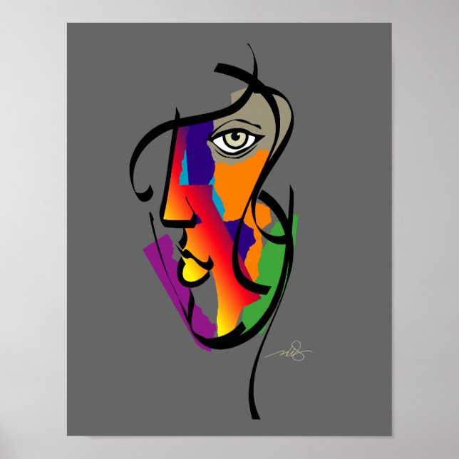 Multicultural Woman On Grey Poster (Front)