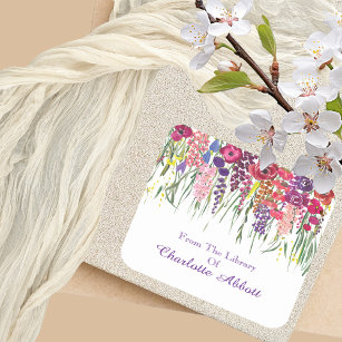 Multifloral Drop Bookplate With Name Customization