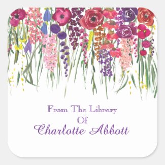 Multifloral Drop Bookplate With Name Customization